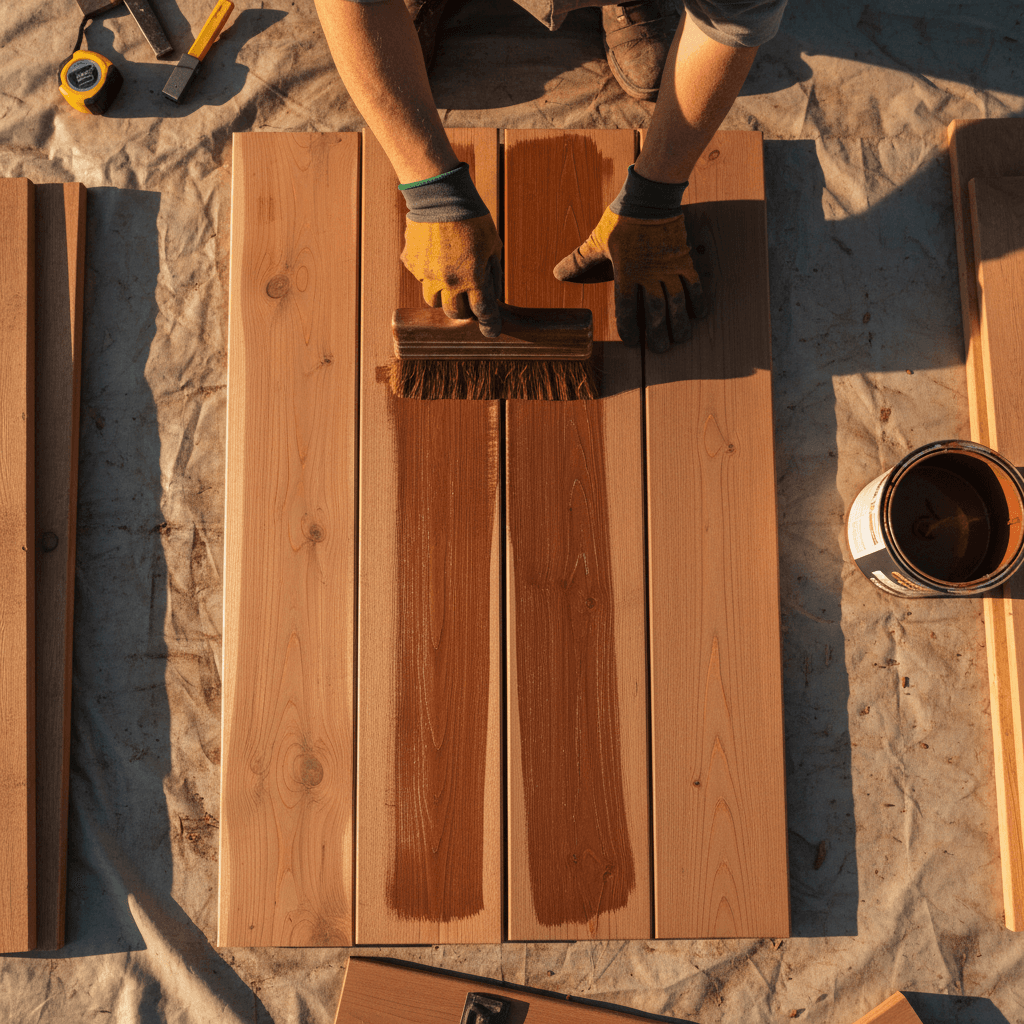 Deck staining and sealing detail