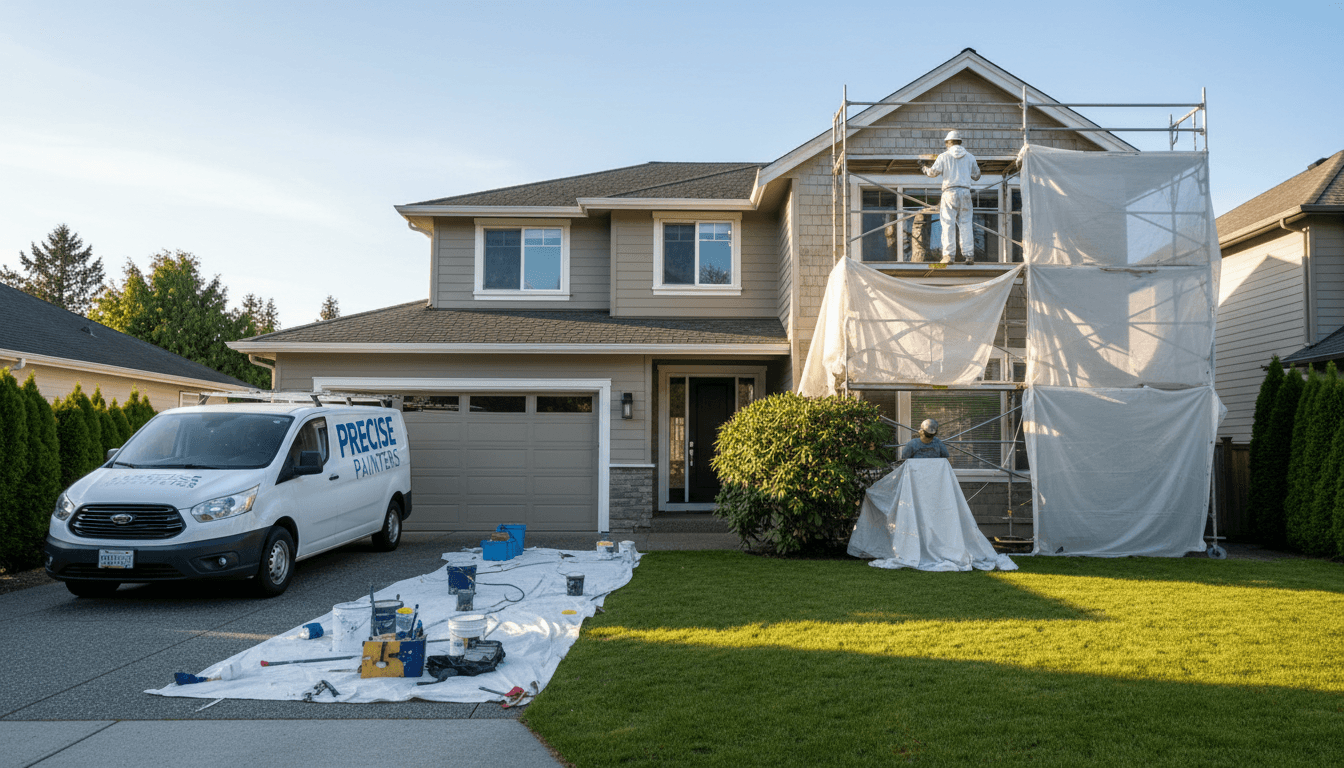 Professional exterior painting on a Eugene home