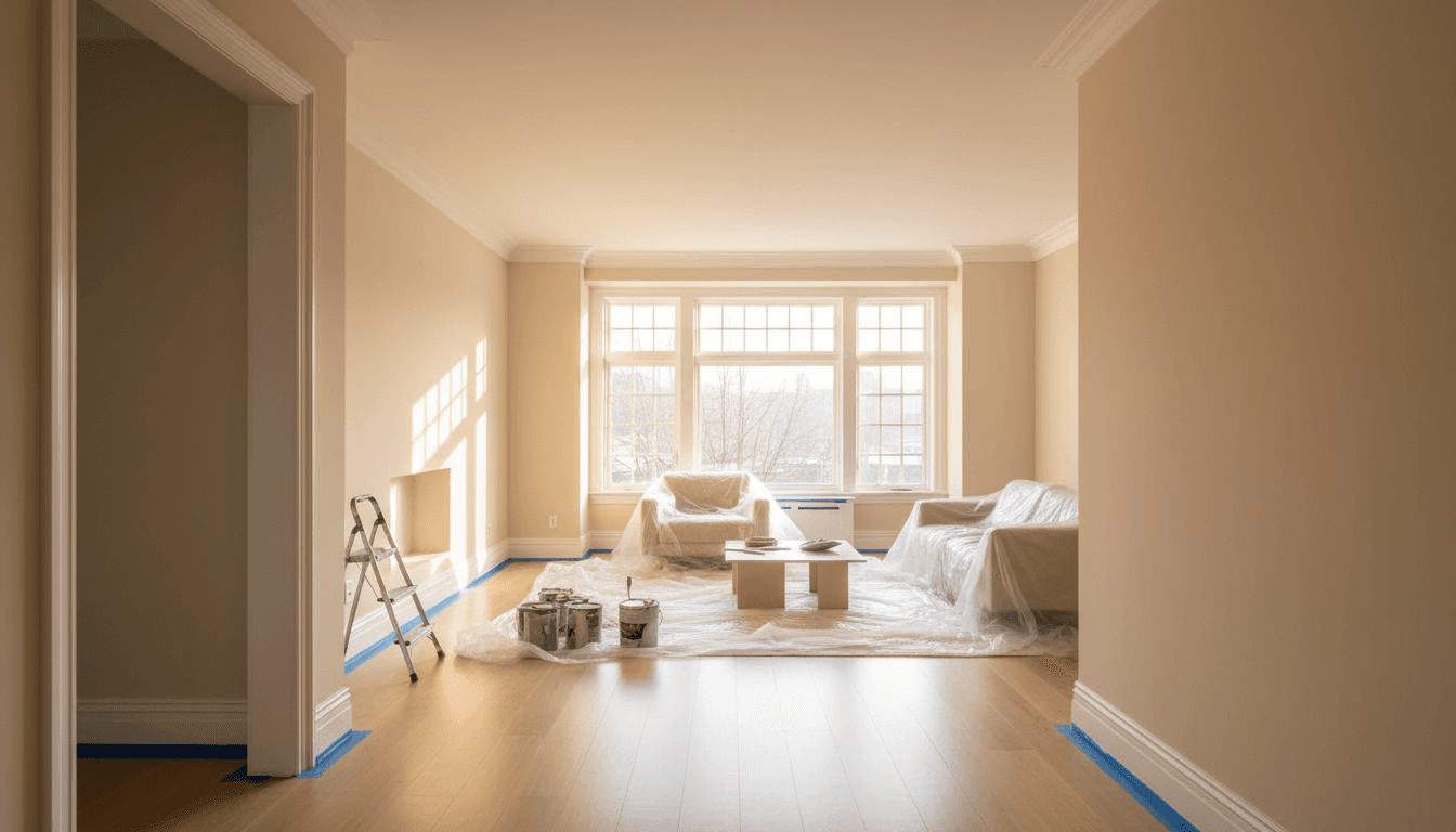 Beautifully painted and refreshed residential living room interior